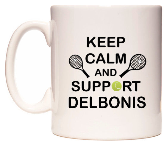 This mug features Keep Calm And Support Delbonis