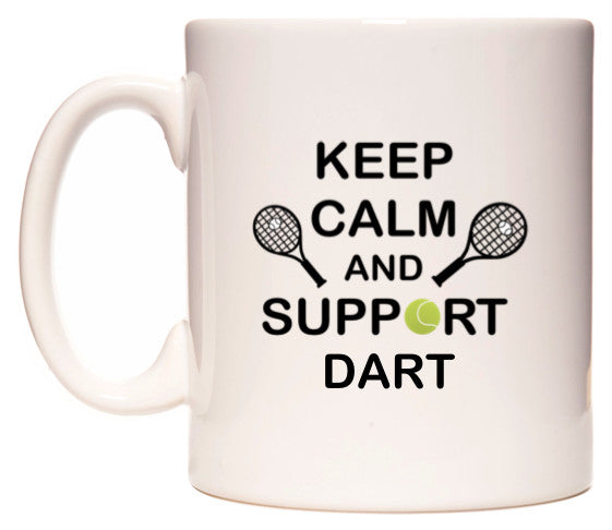 This mug features Keep Calm And Support Dart