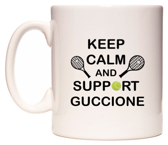 This mug features Keep Calm And Support Guccione