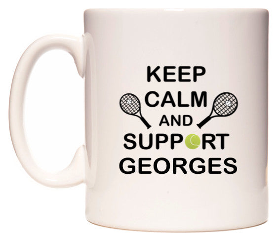 This mug features Keep Calm And Support Georges