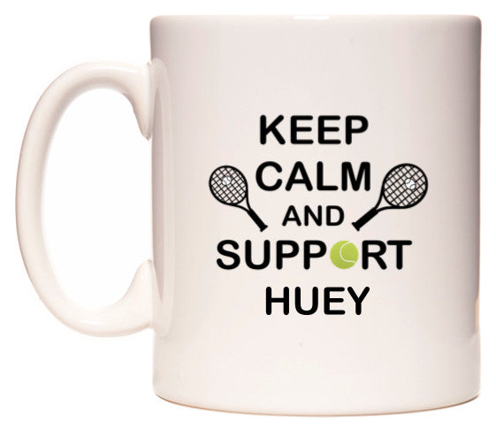 This mug features Keep Calm And Support Huey