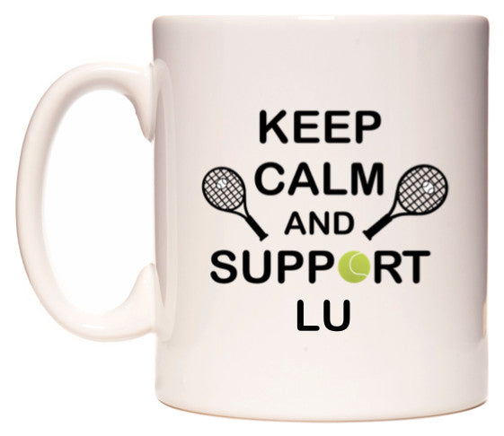 This mug features Keep Calm And Support Lu
