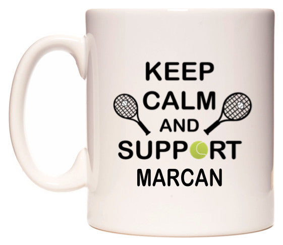 This mug features Keep Calm And Support Marcan
