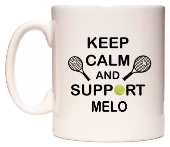 This mug features Keep Calm And Support Melo