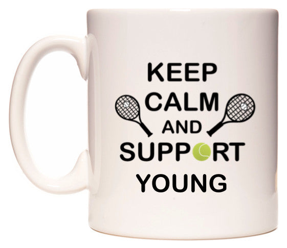 This mug features Keep Calm And Support Young