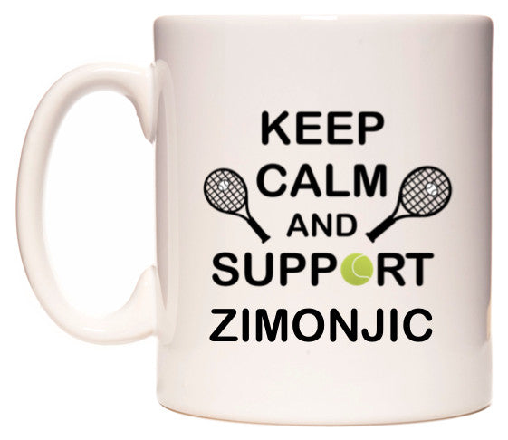 This mug features Keep Calm And Support Zimonjic
