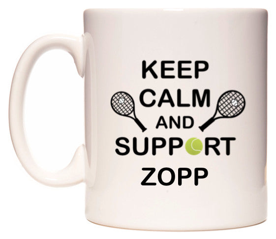 This mug features Keep Calm And Support Zopp