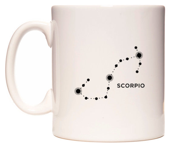 This mug features Scorpio Zodiac Constellation