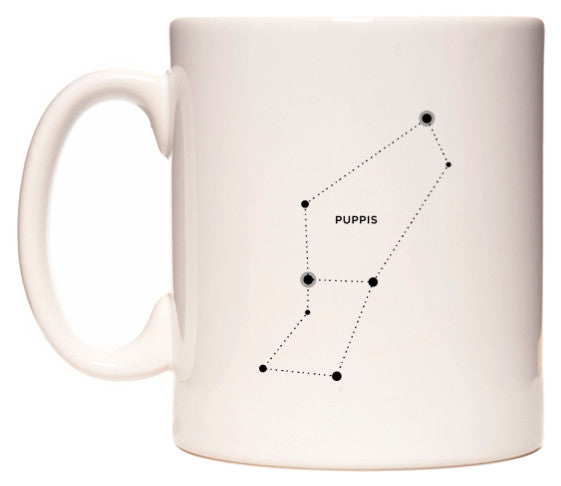 This mug features Puppis Zodiac Constellation