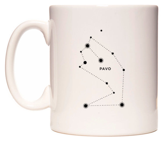 This mug features Pavo Zodiac Constellation