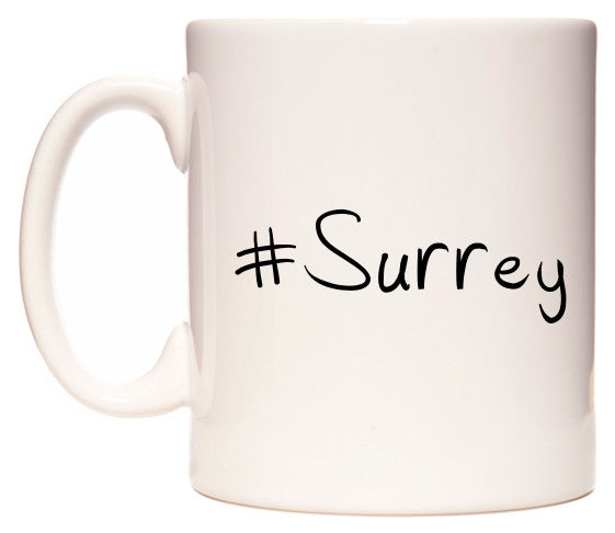 This mug features #Surrey