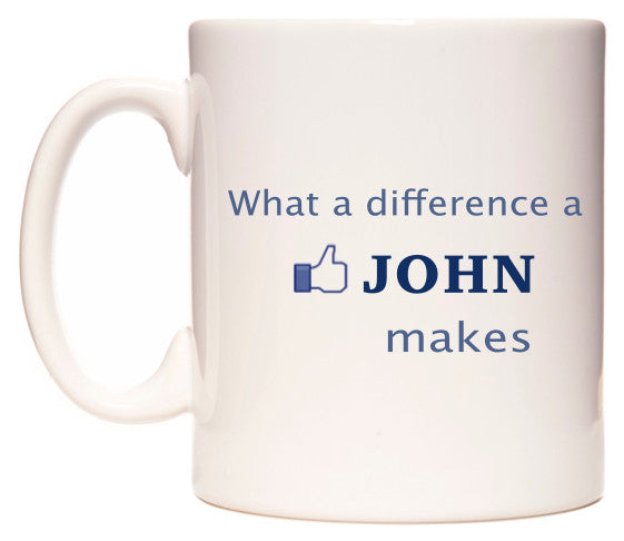This mug features What A Difference A John Makes