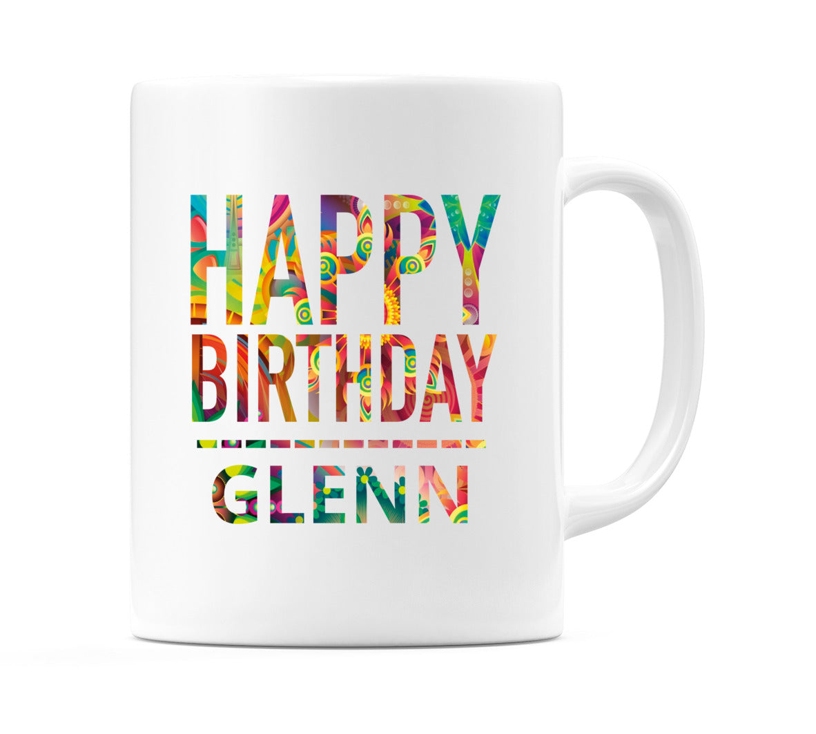 Happy Birthday Glenn (Tie Dye Effect) Mug Cup by WeDoMugs