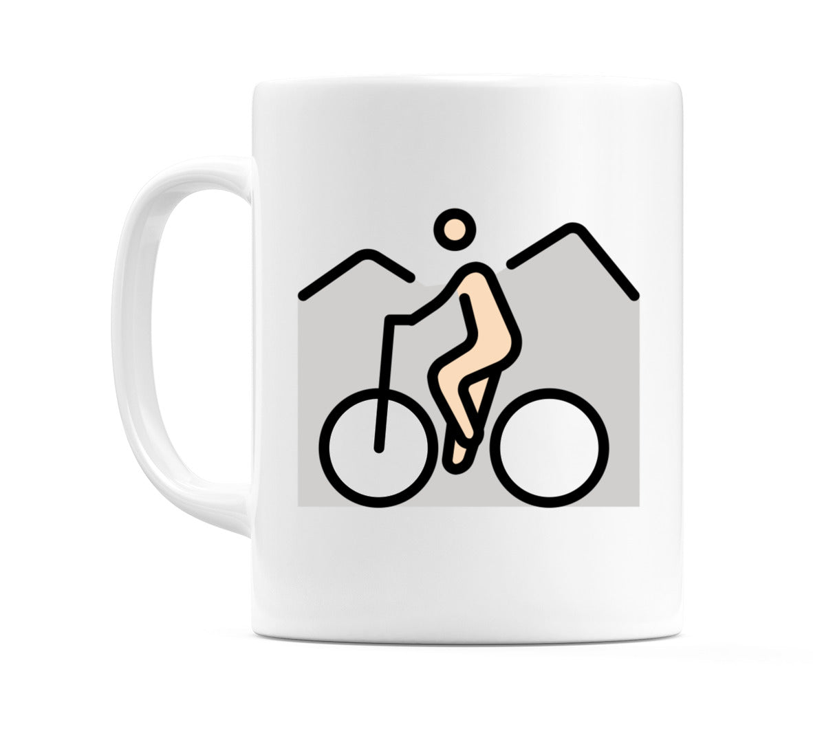 Person Mountain Biking: Light Skin Tone Emoji Mug