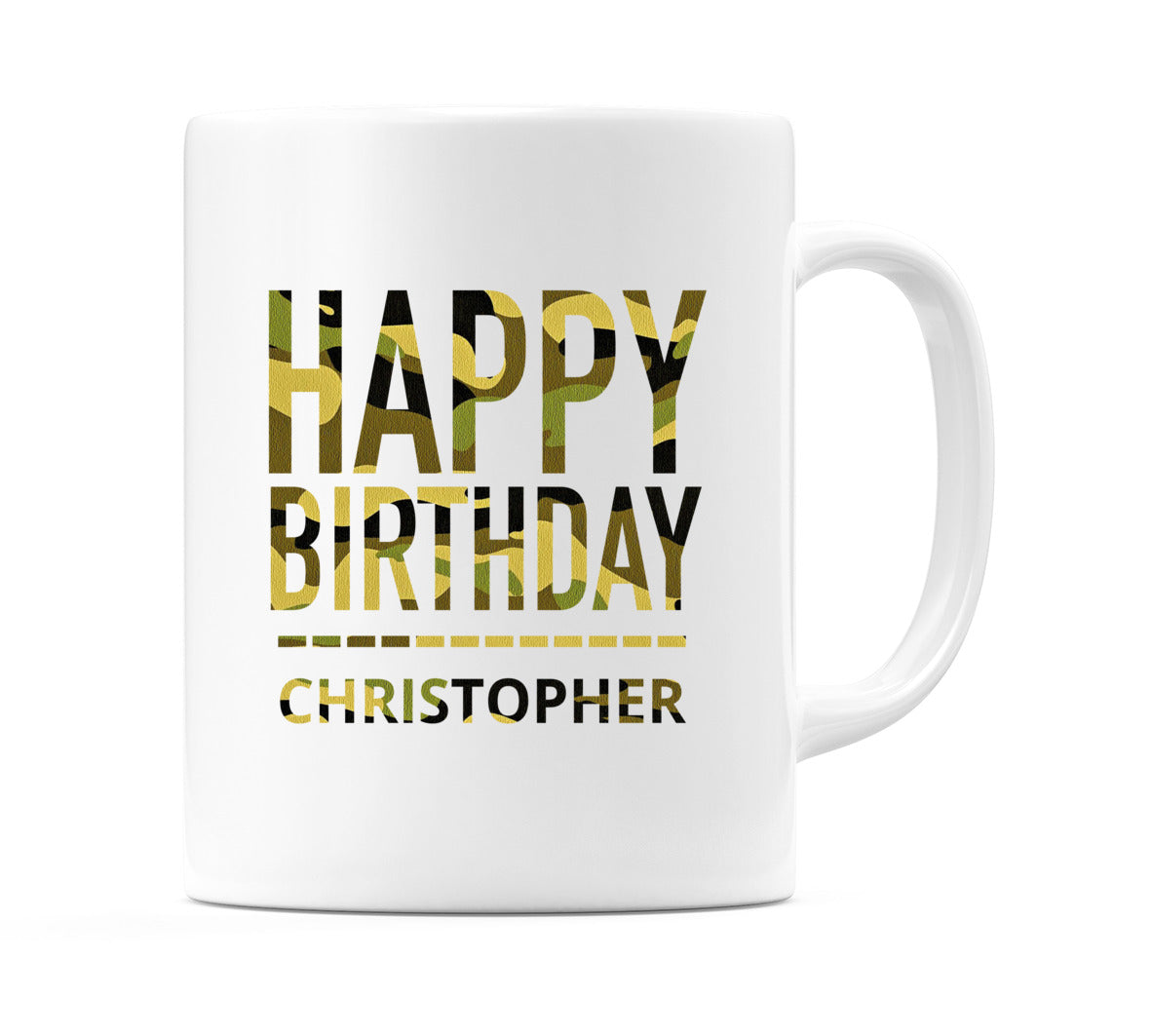 Happy Birthday Christopher (Camo) Mug Cup by WeDoMugs