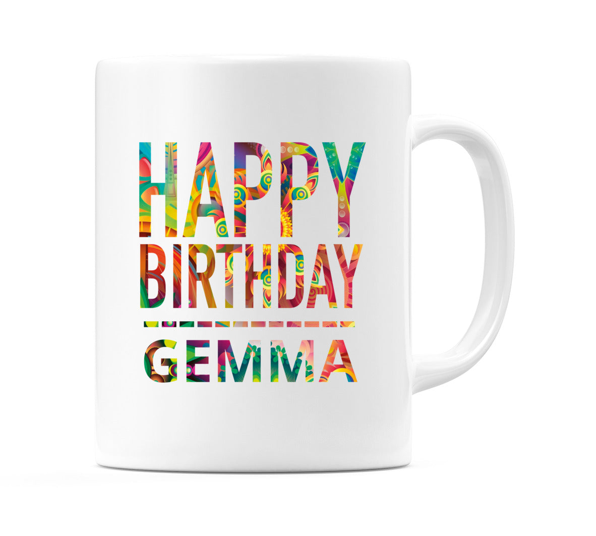 Happy Birthday Gemma (Tie Dye Effect) Mug Cup by WeDoMugs