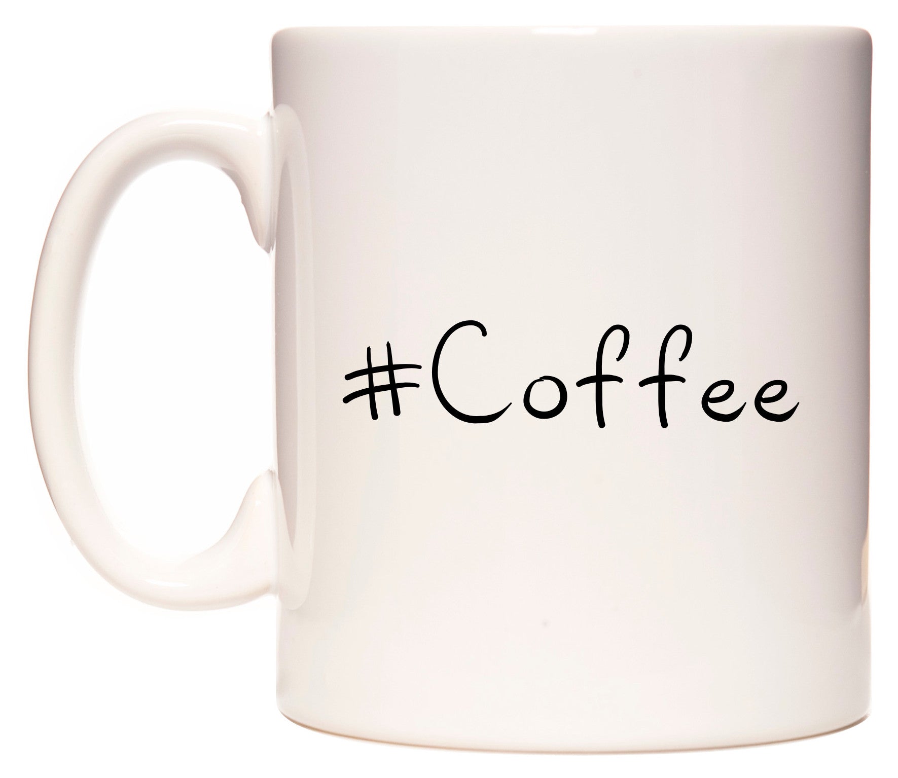 This mug features #Coffee