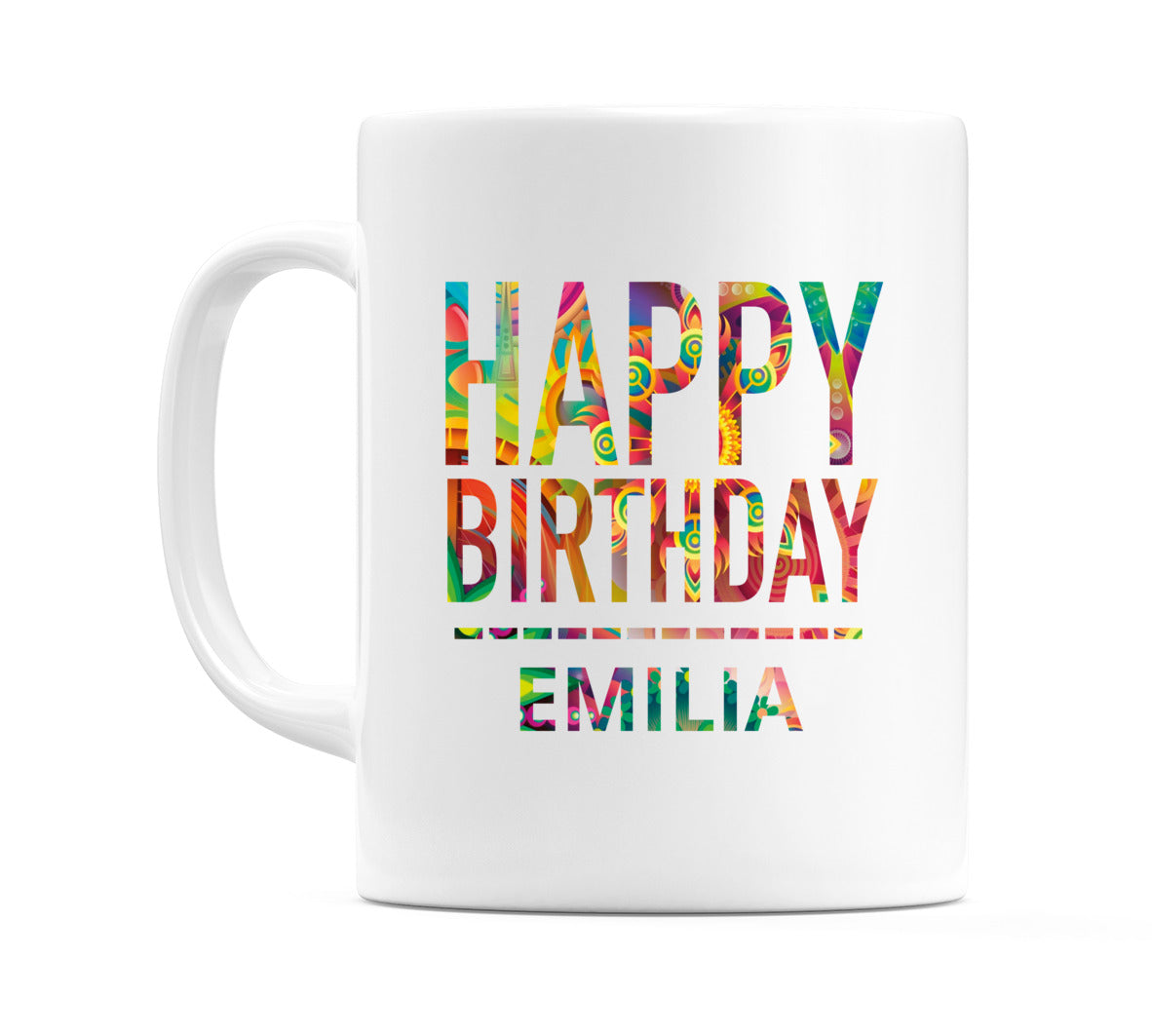 Happy Birthday Emilia (Tie Dye Effect) Mug Cup by WeDoMugs