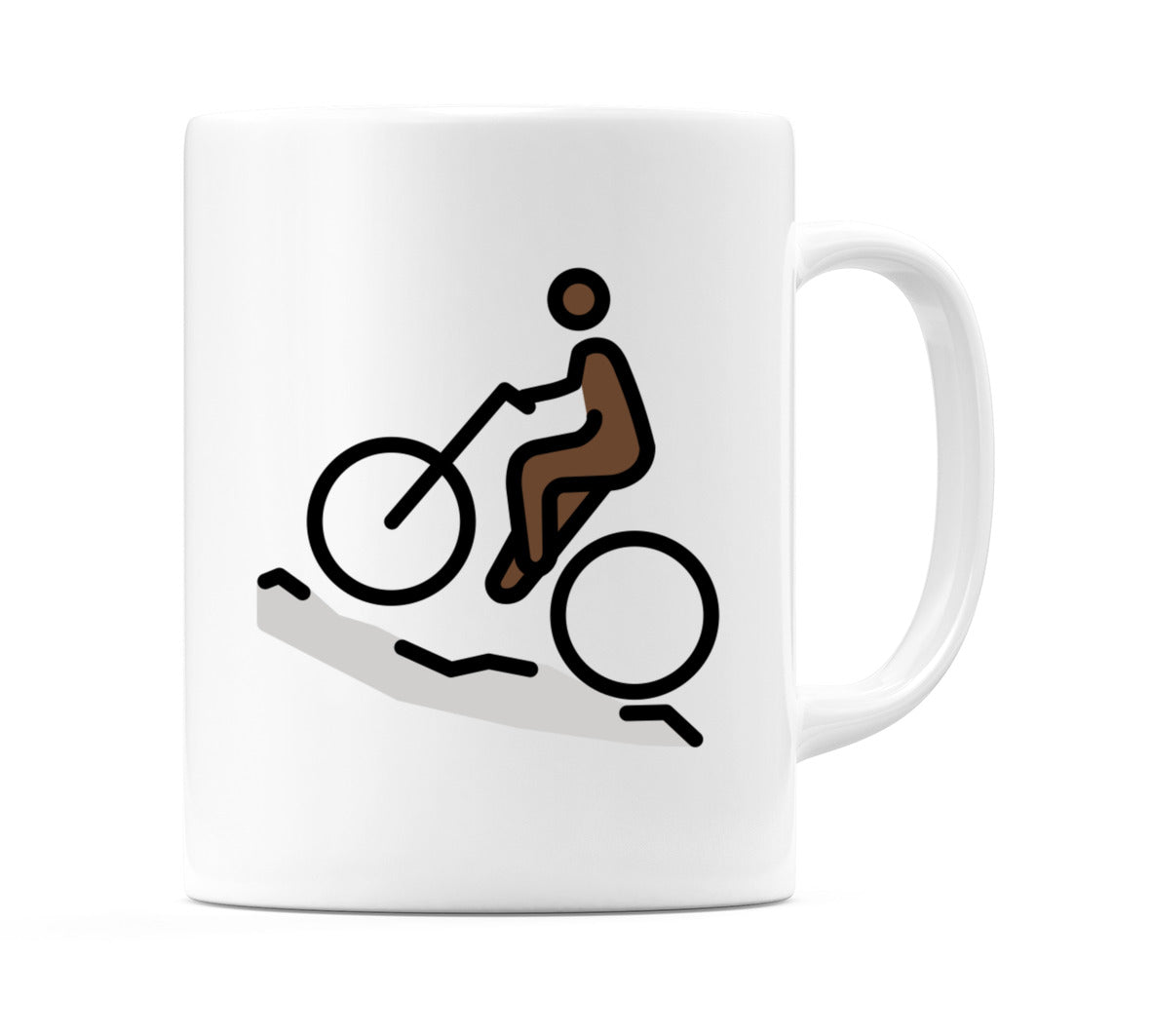 Male Mountain Biking: Dark Skin Tone Emoji Mug
