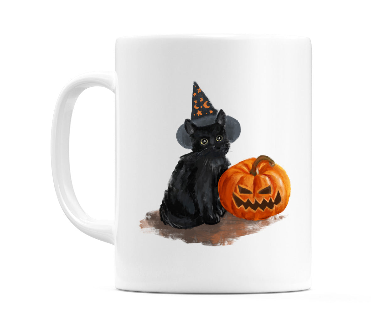 Black Cat with Hat & Pumpkin Mug