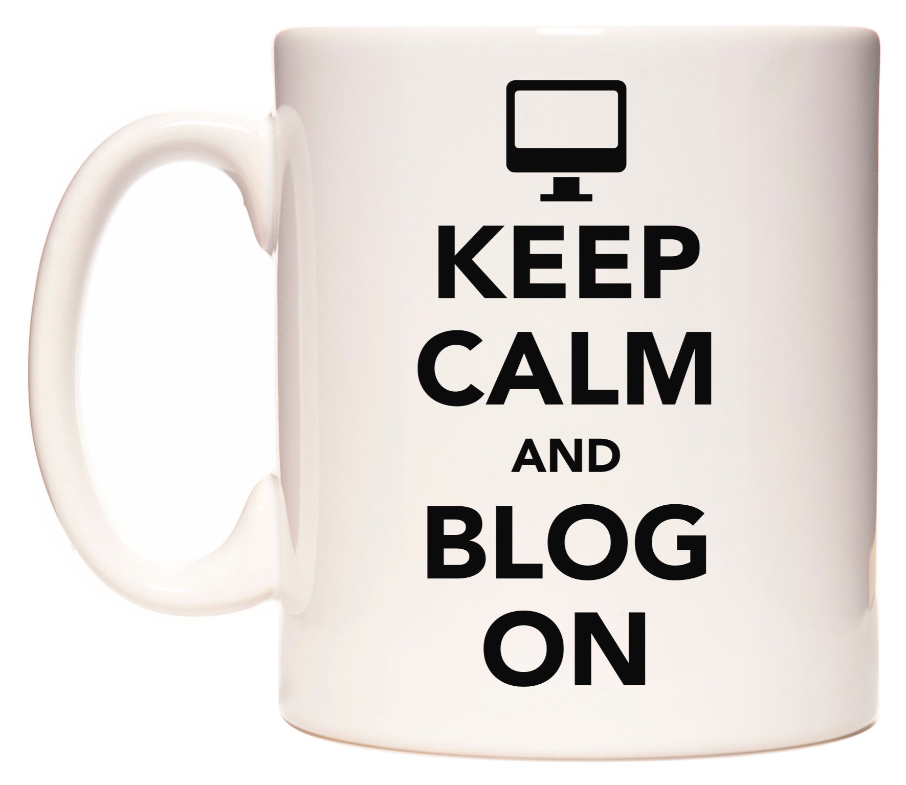 This mug features KEEP CALM AND BLOG ON