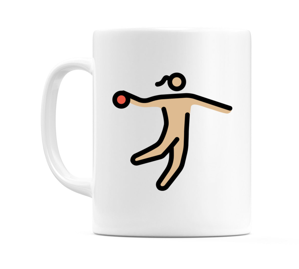 Female Playing Handball: Medium-Light Skin Tone Emoji Mug