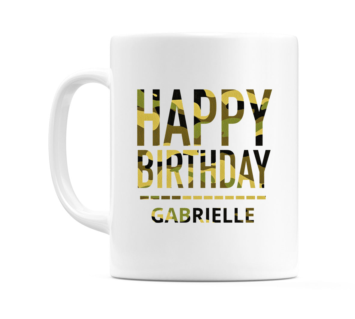 Happy Birthday Gabrielle (Camo) Mug Cup by WeDoMugs