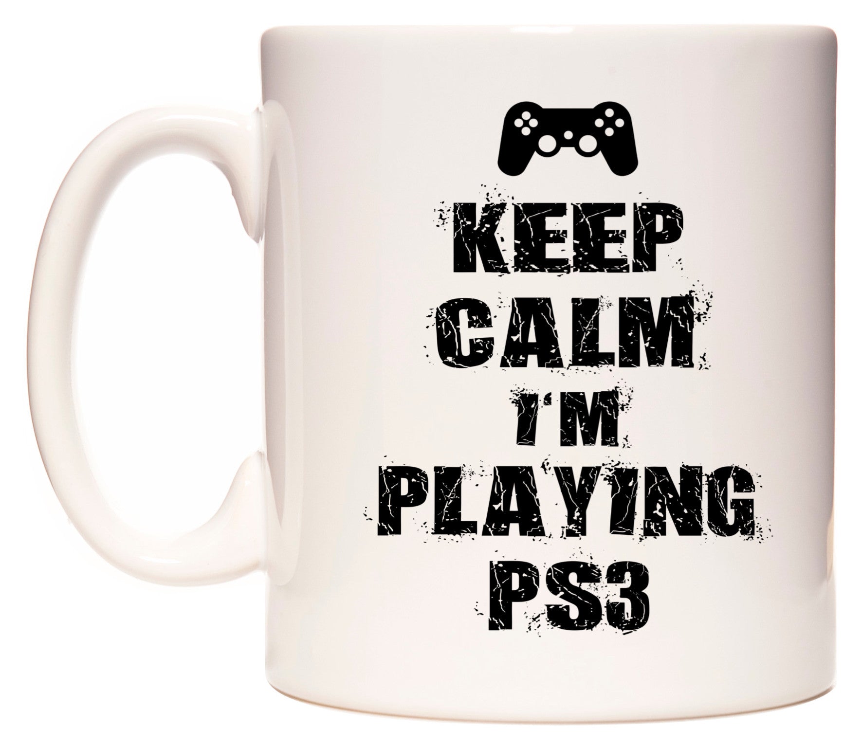 This mug features Keep Calm I'm Playing PS3