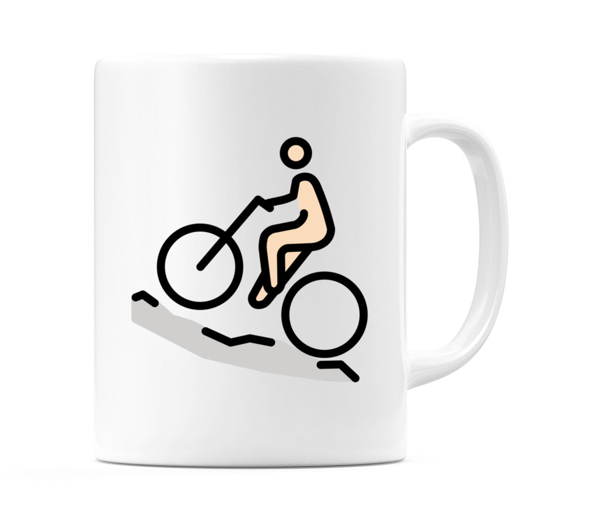 Male Mountain Biking: Light Skin Tone Emoji Mug