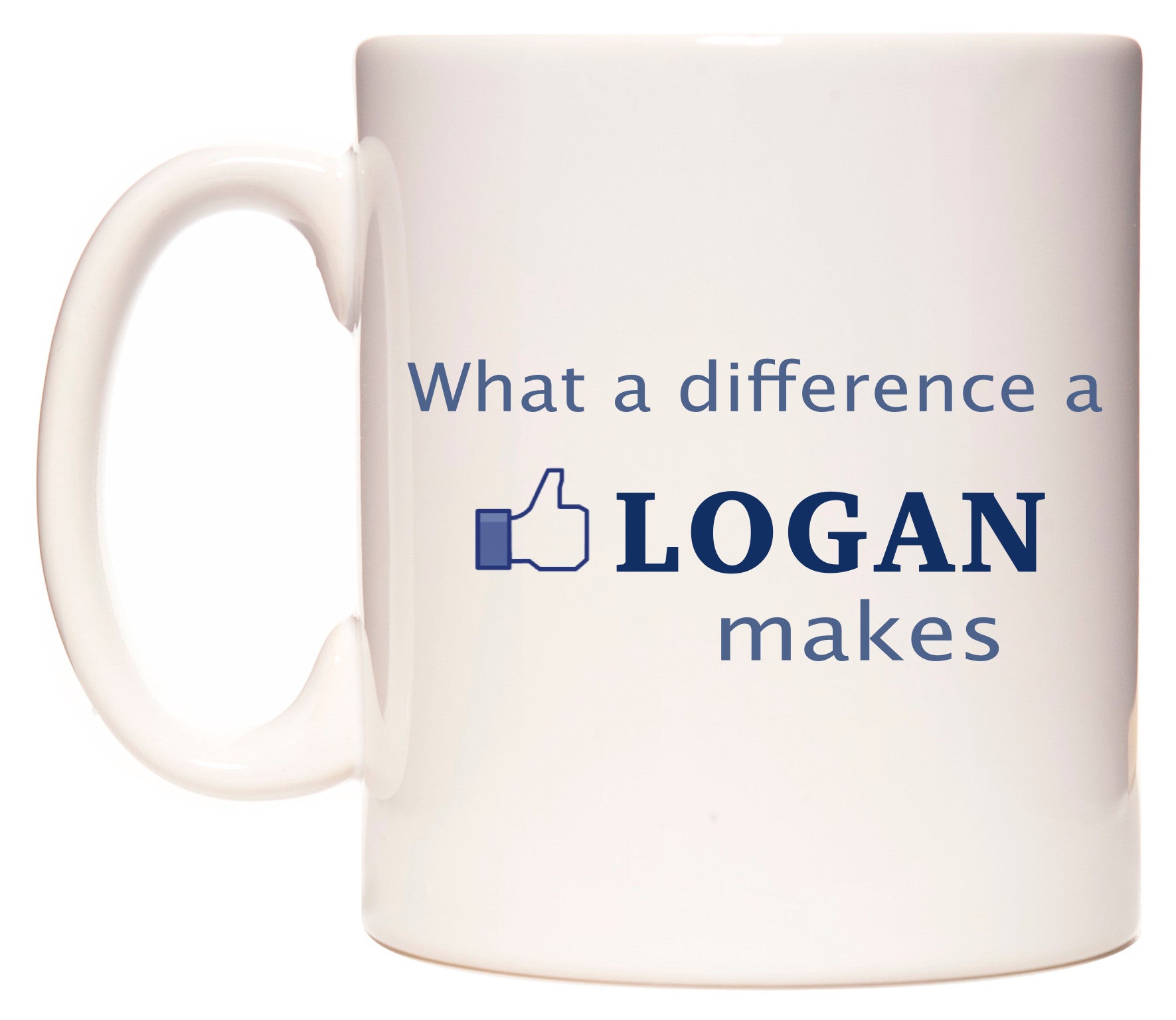 This mug features What A Difference A Logan Makes