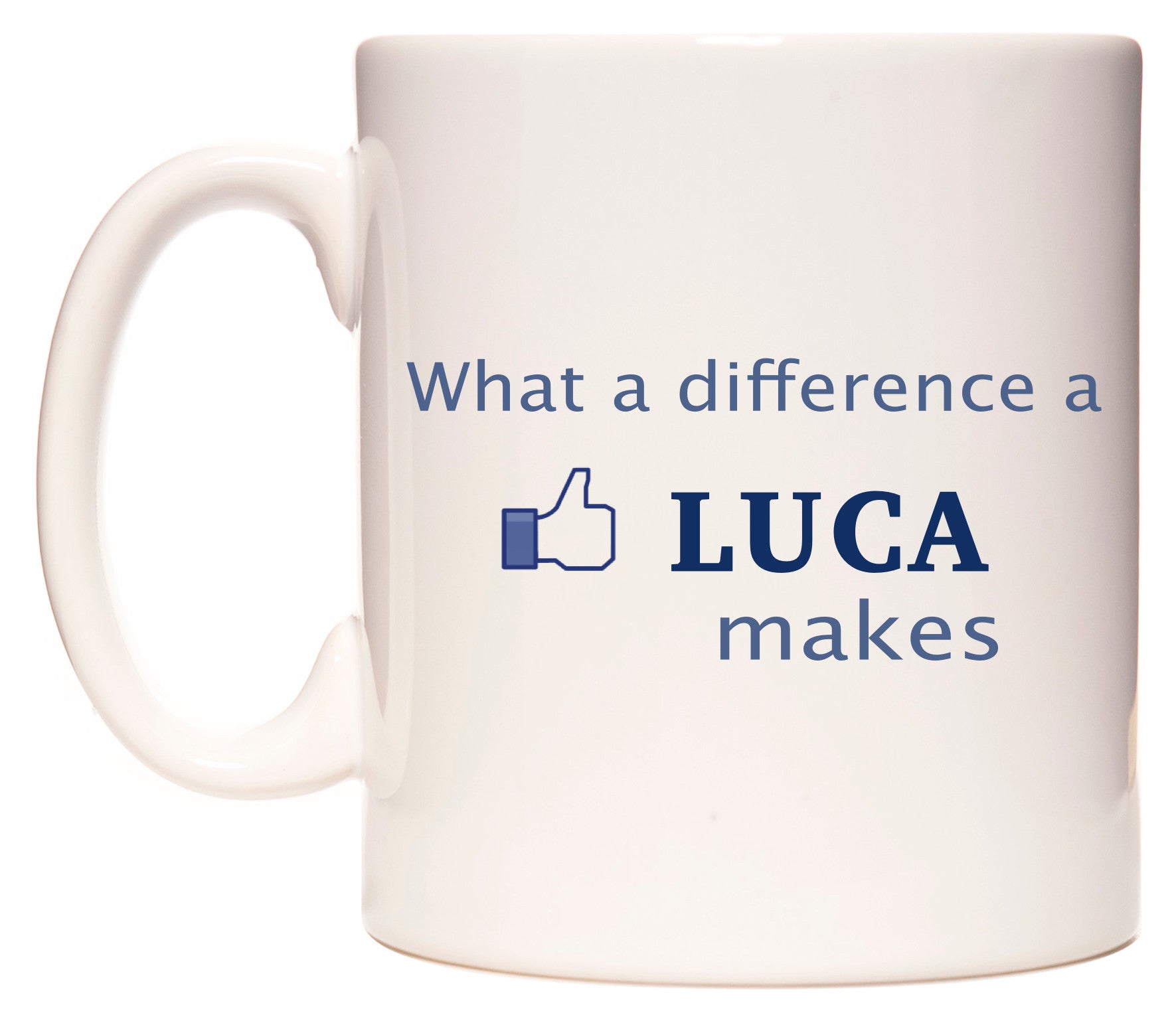 This mug features What A Difference A Luca Makes