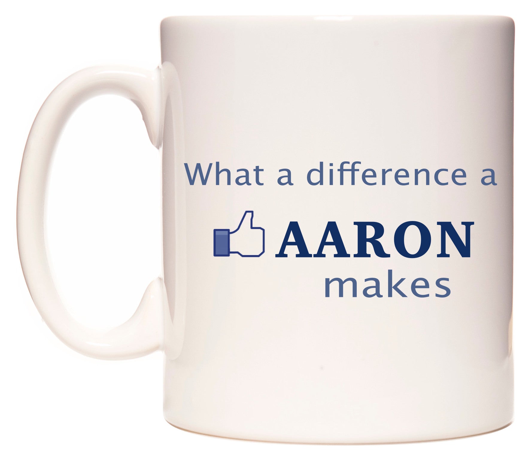 This mug features What A Difference A Aaron Makes
