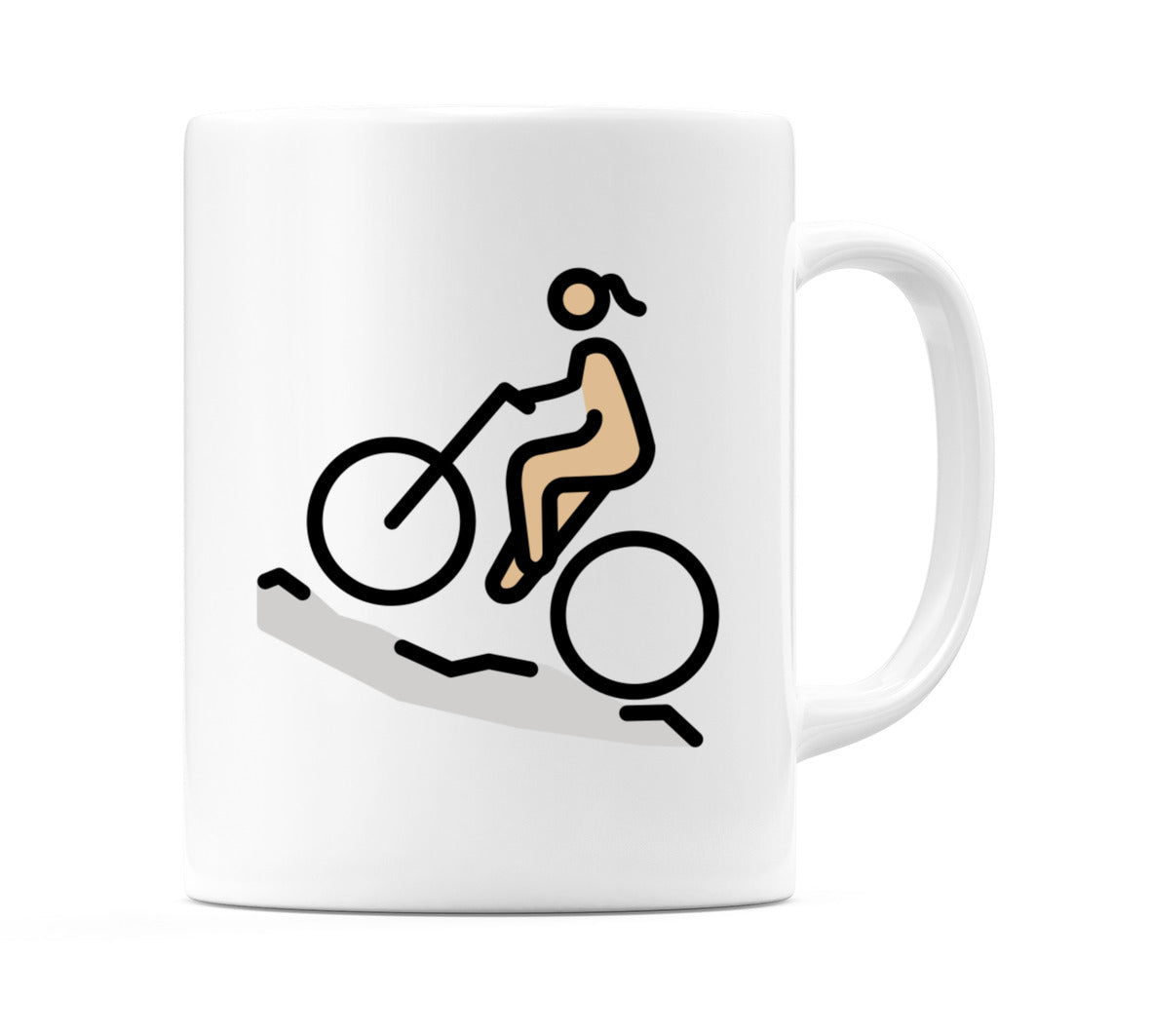 Female Mountain Biking: Medium-Light Skin Tone Emoji Mug