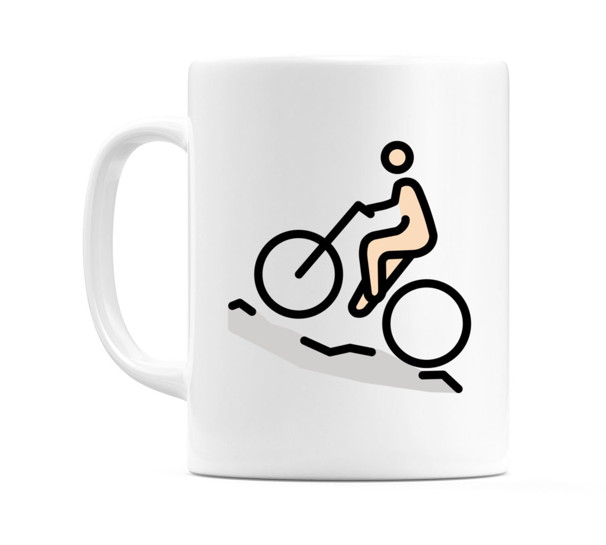 Male Mountain Biking: Light Skin Tone Emoji Mug