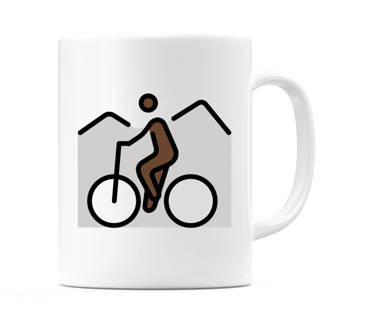 Person Mountain Biking: Dark Skin Tone Emoji Mug