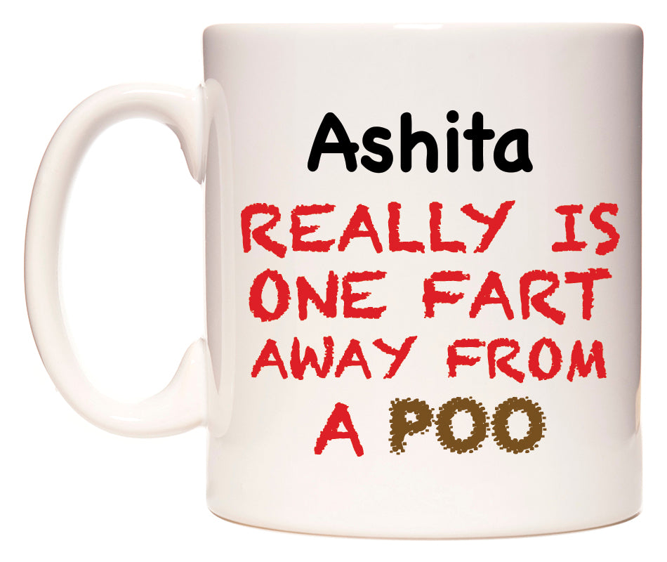 This mug features Ashita Really is ONE Fart Away from A Poo