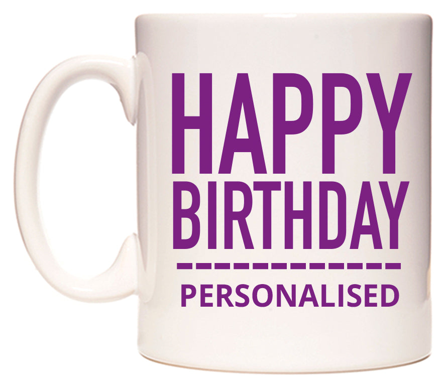 Happy Birthday Personalised Mug (Purple)