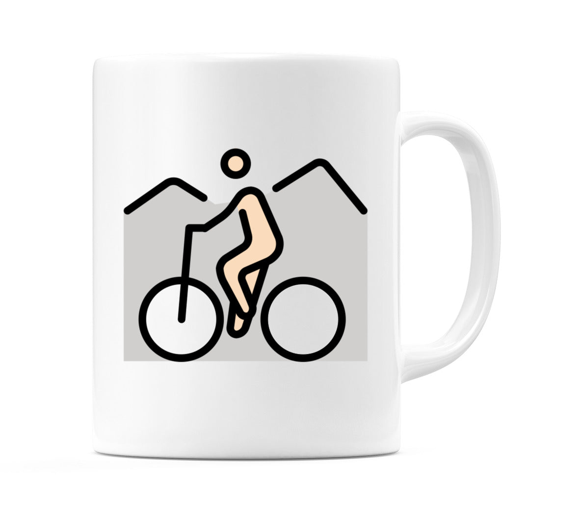 Person Mountain Biking: Light Skin Tone Emoji Mug