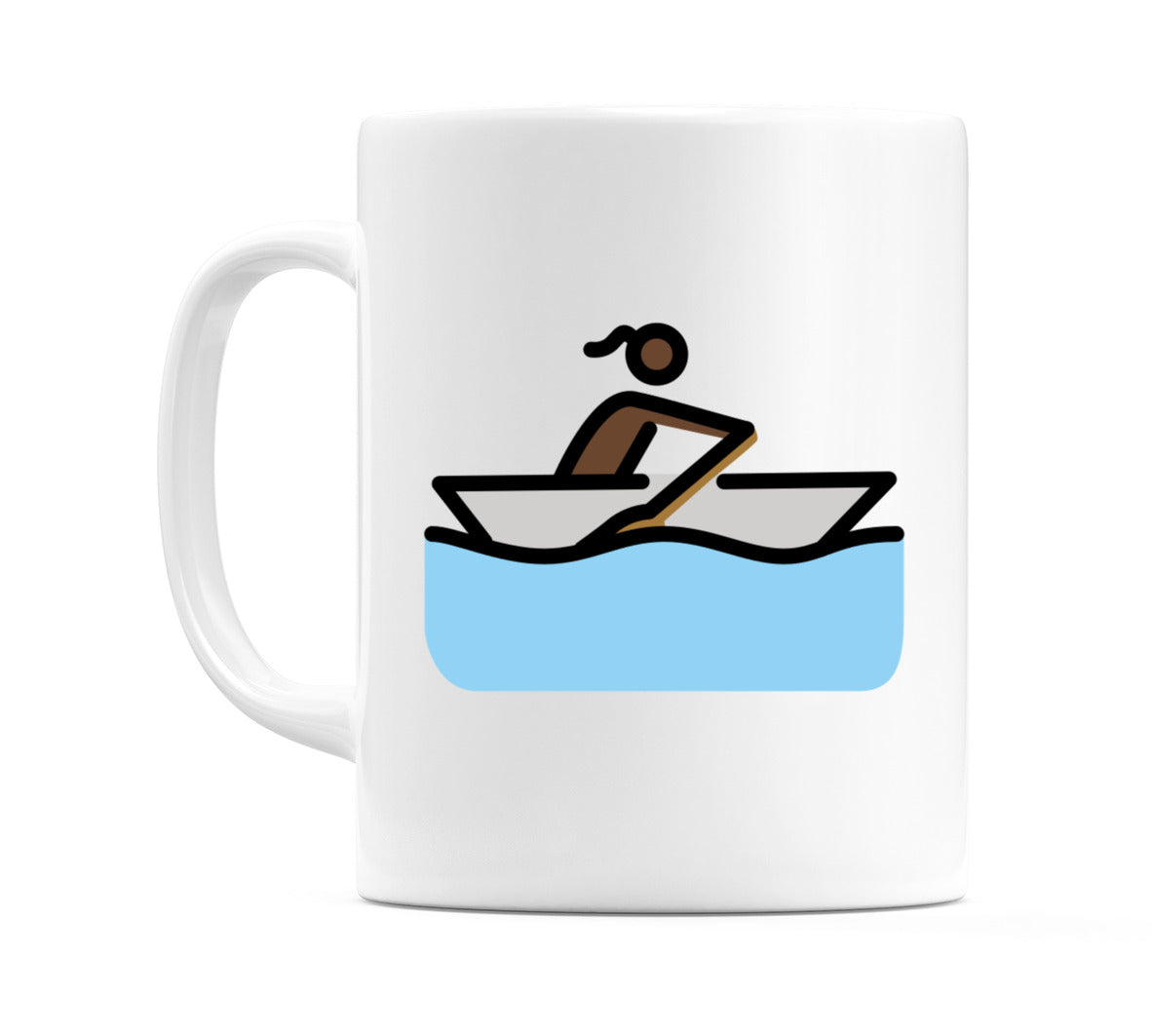 Female Rowing Boat: Dark Skin Tone Emoji Mug