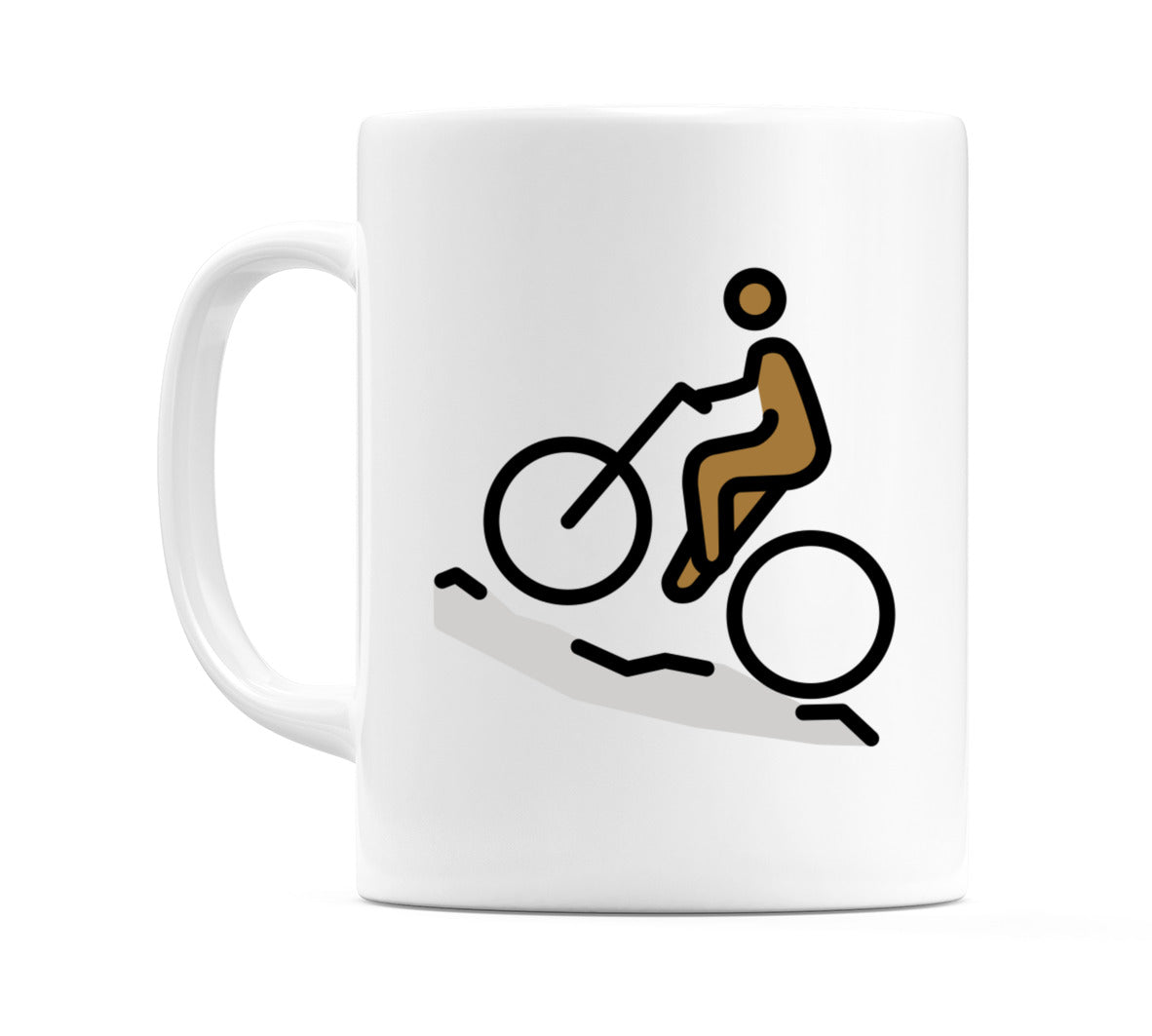 Male Mountain Biking: Medium-Dark Skin Tone Emoji Mug