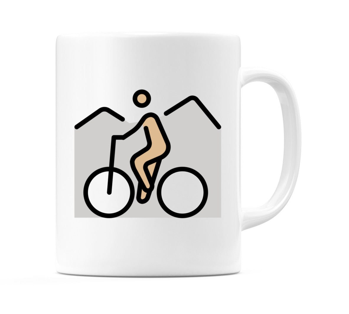 Person Mountain Biking: Medium-Light Skin Tone Emoji Mug