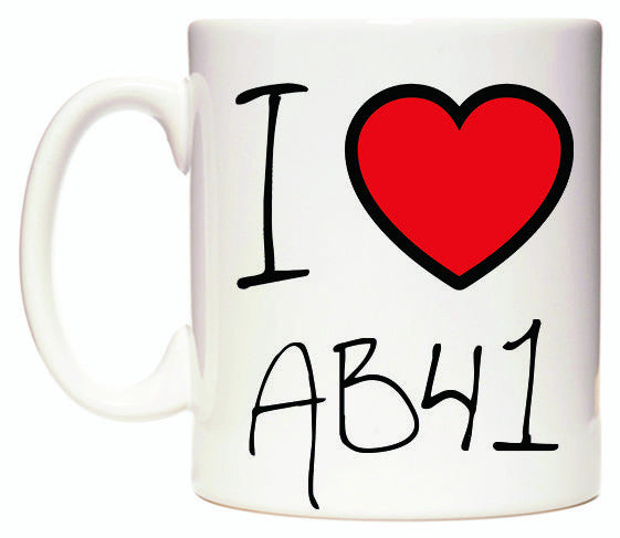 This mug features I Love AB41