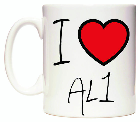 This mug features I Love AL1