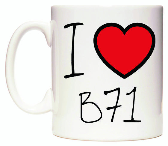 This mug features I Love B71