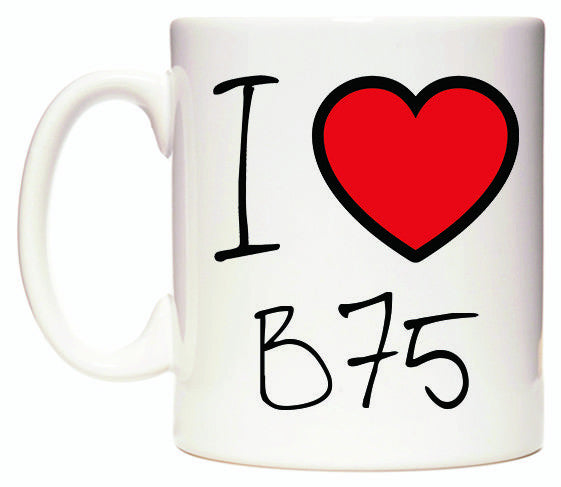This mug features I Love B75