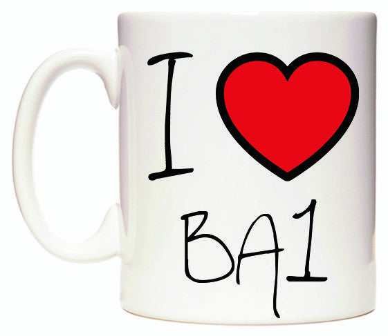 This mug features I Love BA1