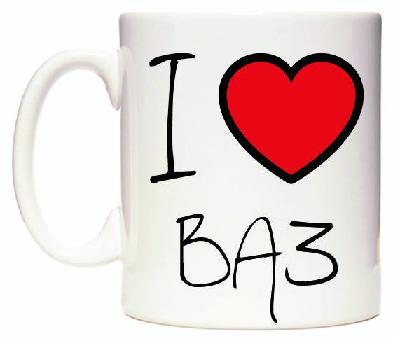This mug features I Love BA3