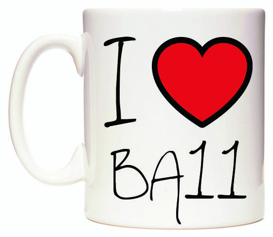 This mug features I Love BA11