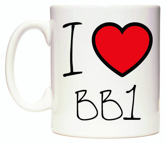This mug features I Love BB1
