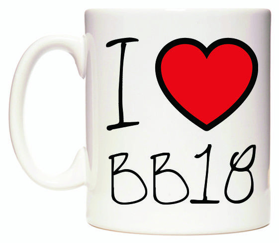This mug features I Love BB18